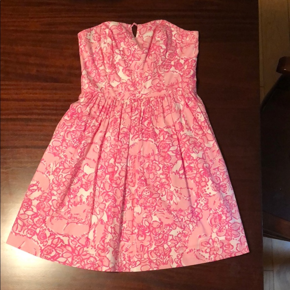 Lilly Pulitzer strapless dress in She’s A Fox